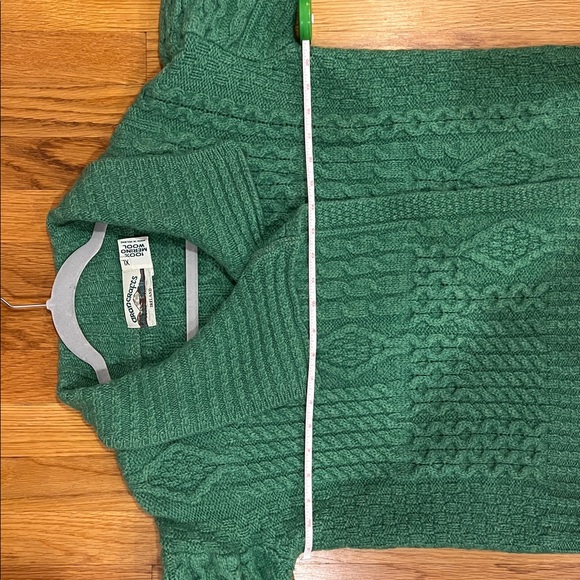 ARAN CRAFT 100% Merino Wool Open Front Short Sweater Cardigan Green XL - Picture 12 of 13